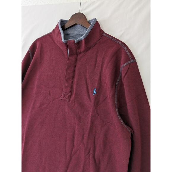 Tailor Byrd Reversible Pullover Sweatshirt Size XL Burgundy 1/4 Zip Mock Neck - Picture 3 of 8